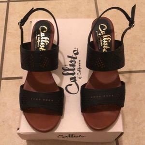 Sprinter Wedge Black Sandals